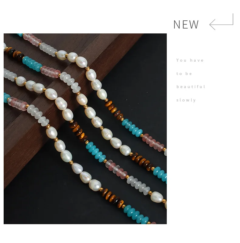 Marka Süßwasserperlen-Set für Damen, Halskette und Armband, böhmischer Modeschmuck, Naturstein-Perlenkette, Geschenk für Mädchen, Sonderangebot – Detail 21