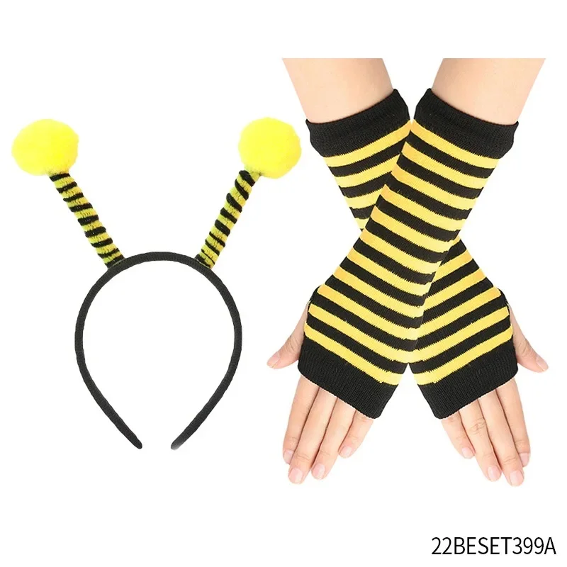 Yellow Bee Costume Party Prop Bee Wings Bee Outfit Set Bee Hairband Glasses Set Novelty And Special Use Clothing Role Props