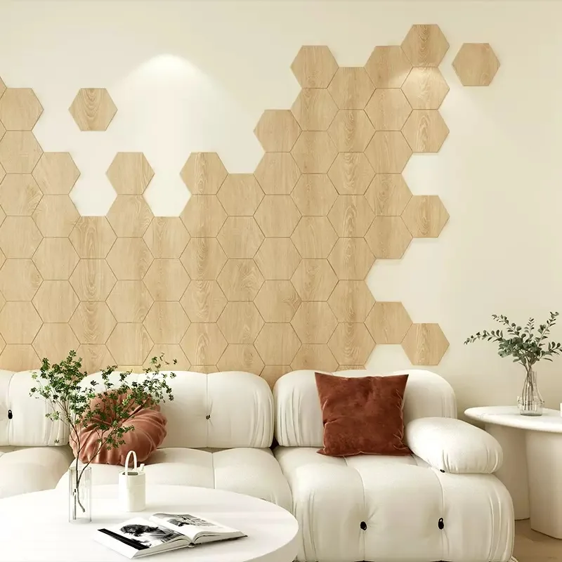 20pcs Hexagonal self-adhesive wall sticker waterproof sticker TV background wall decor wood grain ceramic tile wallpaper обои 5 10pcs plum blossom hexagonal star handle plastic rubber head knob bolt glue wood hand screw m5 m6 m8