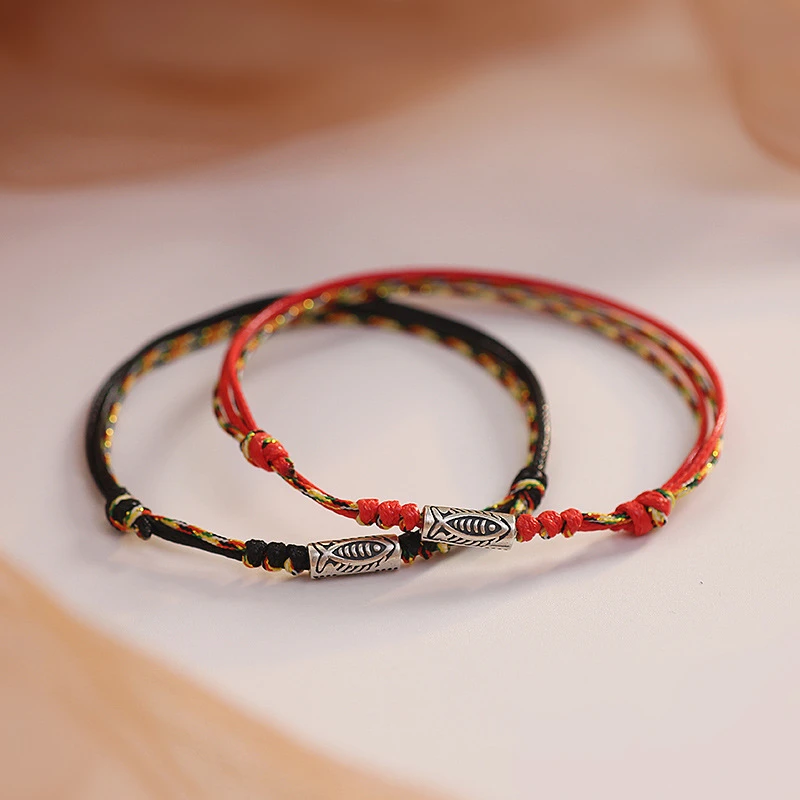Chinesischen Stil Koi Handgemachte Geflochtene Armband für Frauen Männer Mode Glück Rot Seil Fisch Armbänder Paar Amulett Freundschaft Geschenke – Detail 10