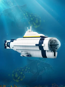 Конструктор setbrick MOC Subnautica Cyclops, строительные блоки Ocean Explorer, корабль морского флота, оружие, кирпичи, игрушки для детей, подарки на день рожден...
