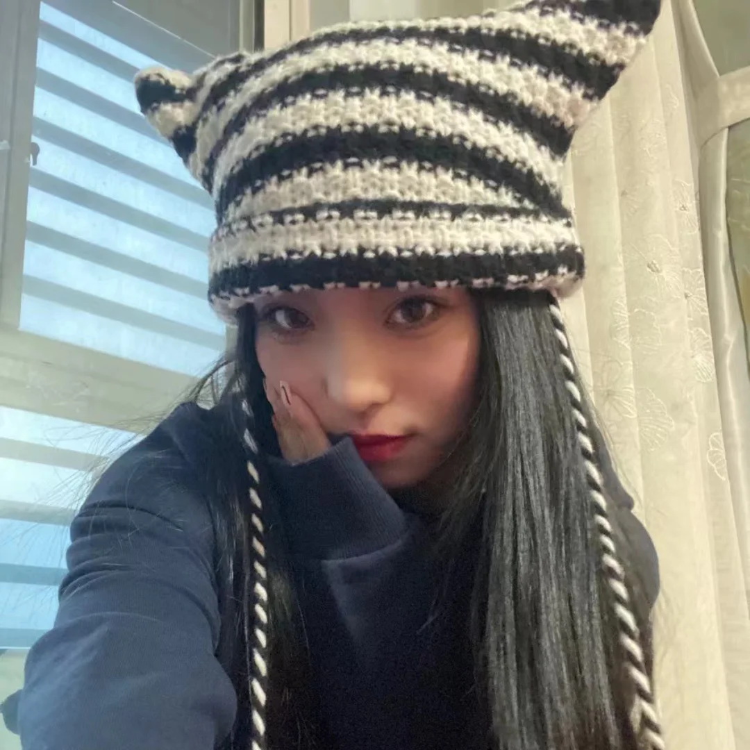 

Crochet Hats for Women Vintage Beanies Y2K Accessories Slouchy Caps for Ladies Female Bonnets Free Shipping