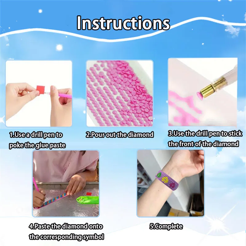 EVA Diamond Painting Bracelet Handmade DIY Material Bag 5D Gems Paint By Number Cartoon Wrist Strap Children Adult Beginner diamond painting,diamond art painting kit,diamond painting set