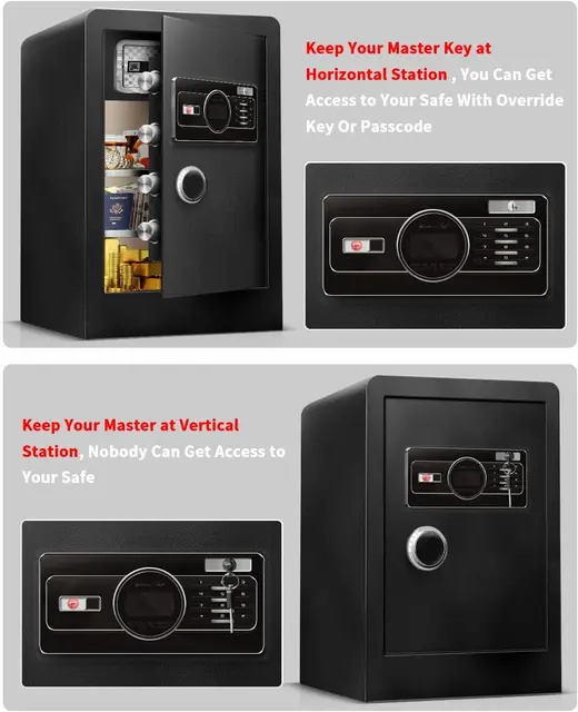 [True to Size] 8.1 Cub Extra Large Home Safe Box Fireproof Waterproof with Anti-theft Smart Alert Fire Proof Safe for Document B 2
