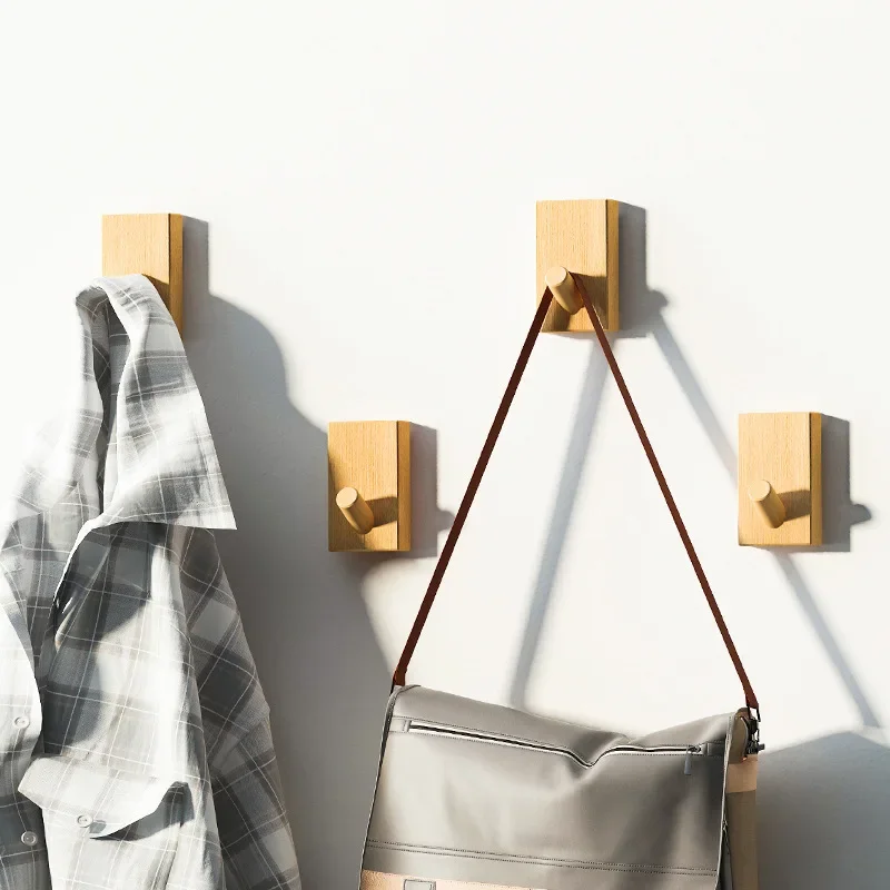 Popular Simple Wood Coat Hook Walnut Hanging Clothes Hanger Bathroom Wall Mounted Hooks Storage Rack Towel Key Decoration Hook 3
