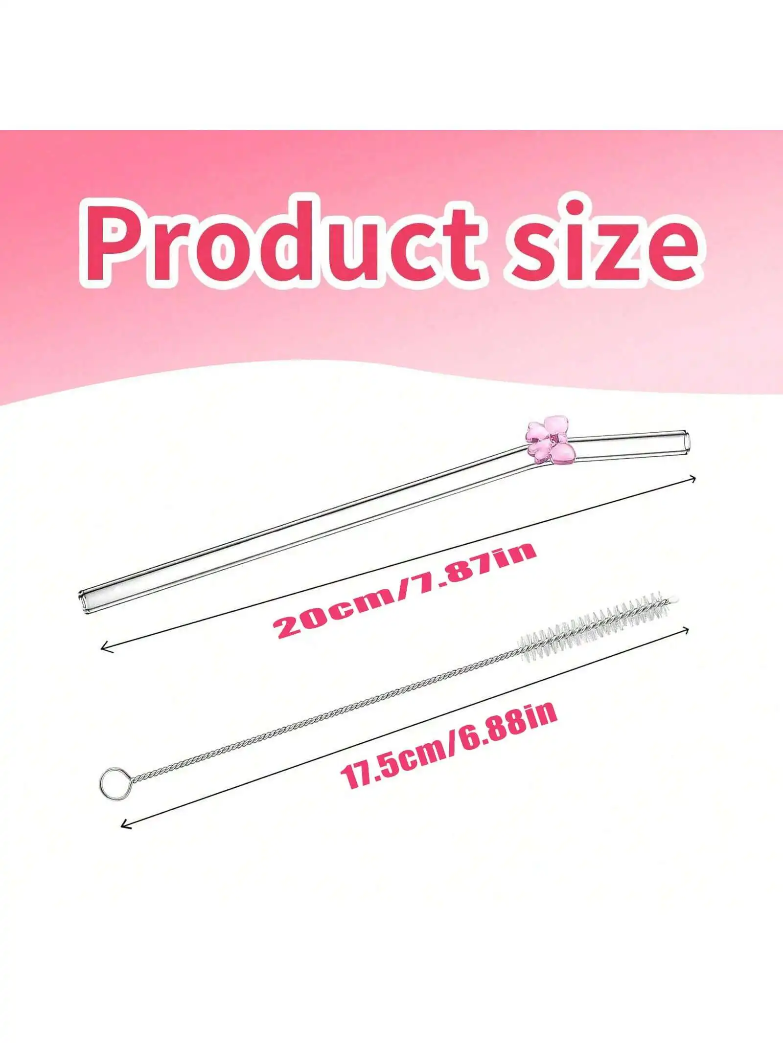 Reusable Bow Glass Straw Set – Cute and Eco-Friendly Drinking Straws with Cleaning Brush for Coffee, Smoothies, Frozen Drinks, Tea, and Juice (7-Pack)
