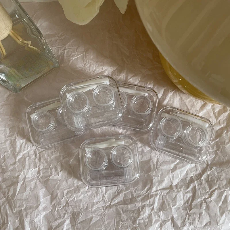 New Small Contact Lense Storage Box Contact Lens Case Portable Cute Transparent Cosmetic Contact Lense Box Colored