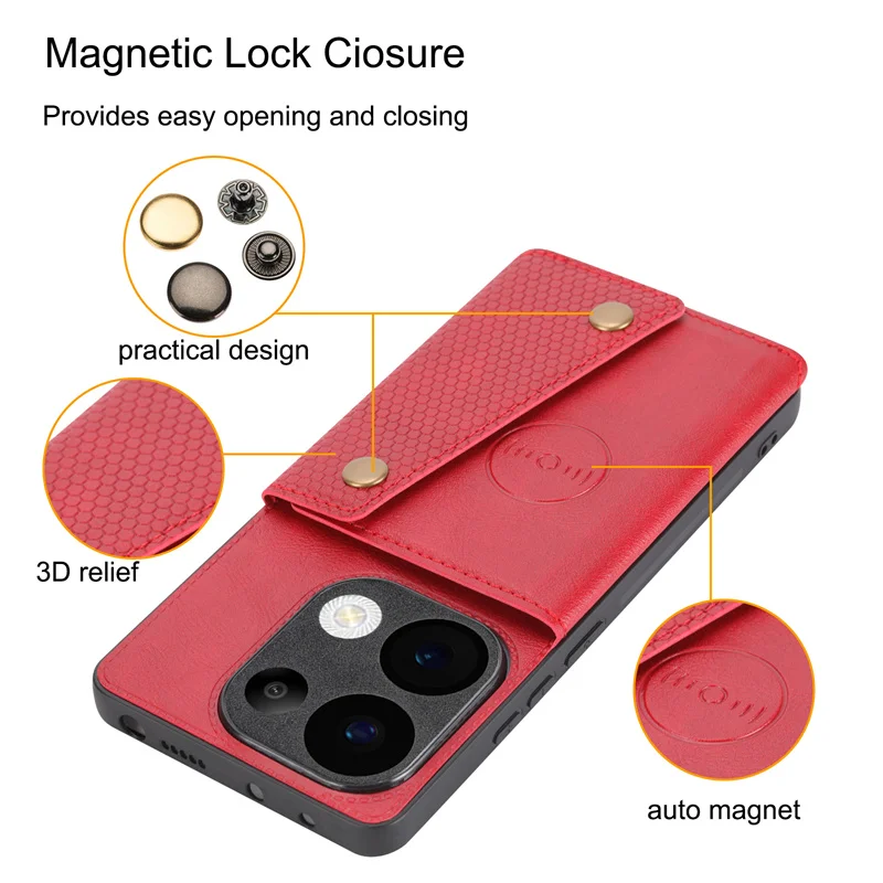 Leather Magnetic Wallet Phone Case with Card Slot Holder