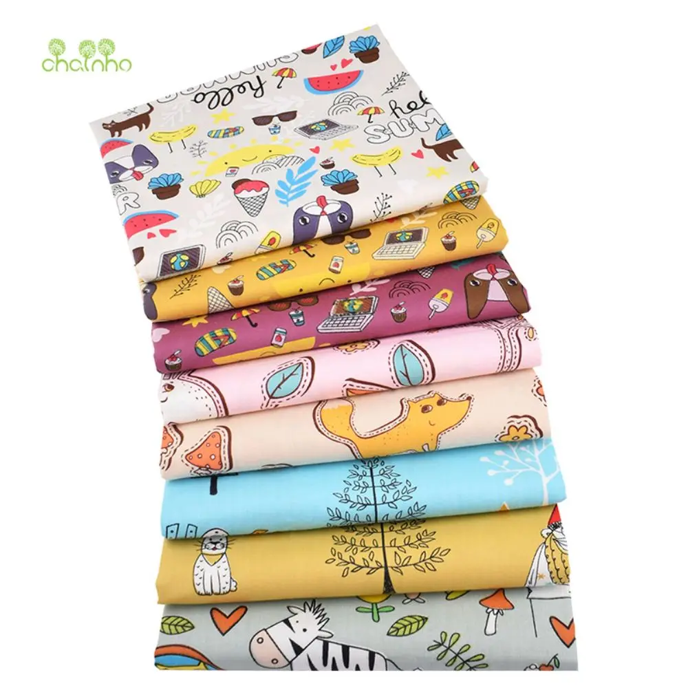 Chainho,Printed Twill Weave Cotton Fabric,DIY Quilting Sewing Material,Patchwork Cloth,Home Textile,Cartoon Serie,2 Sizes,15C47