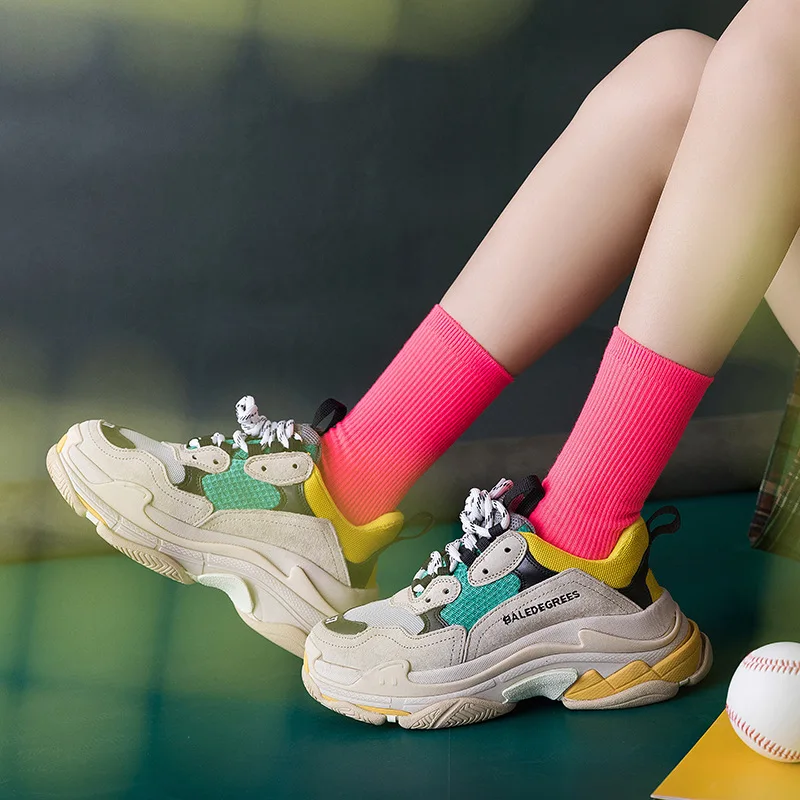Klein Blue Women's Retro Fashion Crew Socks - Harajuku Style in Trendy Solid Colors