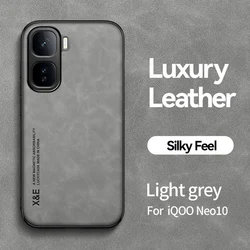 Luxury Leather Ultra-Thin Magnetic Protection Case - Shockproof Design for VIVO iQOO Neo 10 (Light Gray)