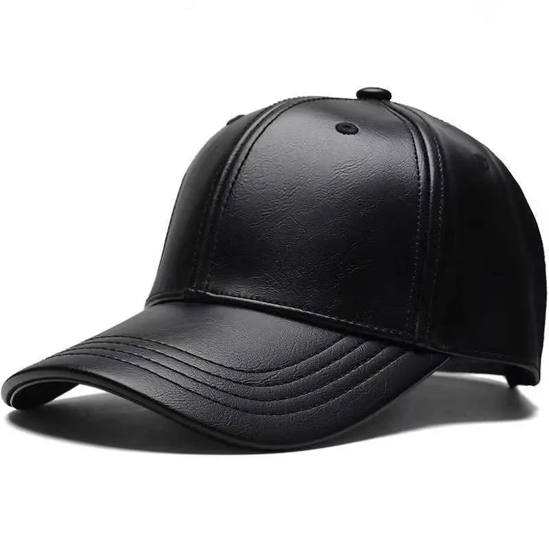 Unisex PU Leather Adjustable Baseball Cap