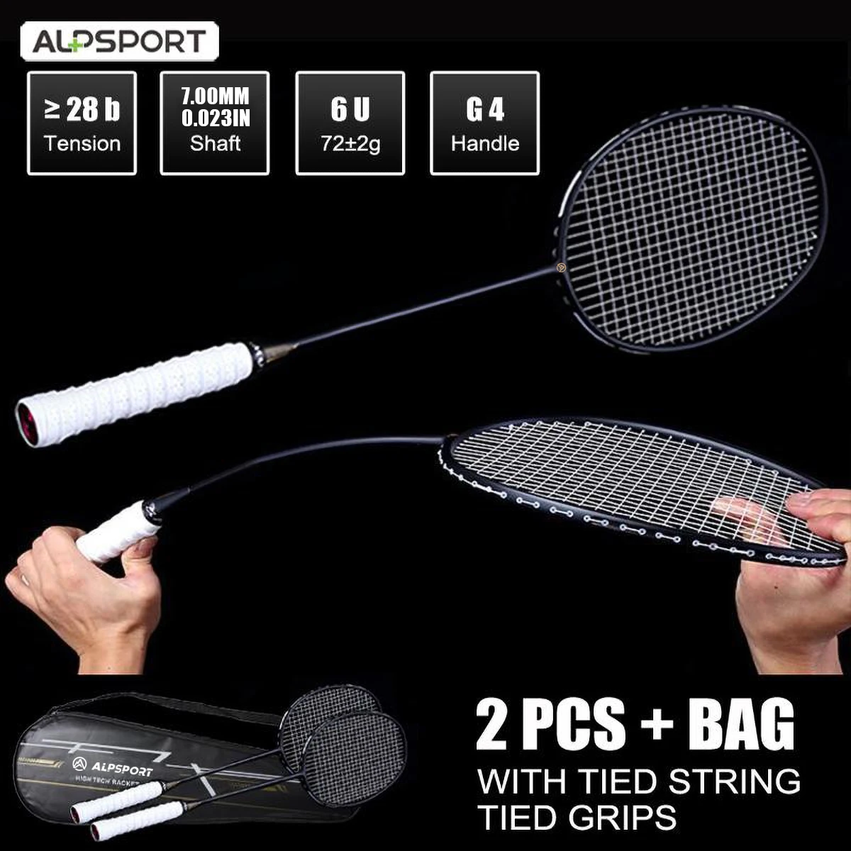 Badminton Racket 30lbs Original Carbon Fiber Badminton Racket - 2pcs 100% Carbon