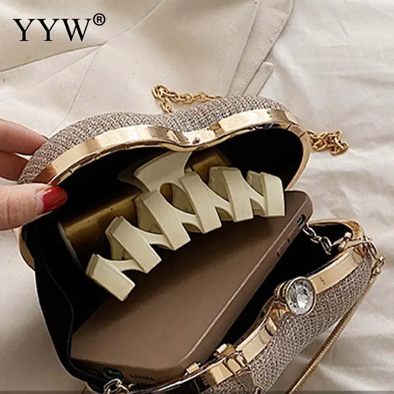 INS Fashion Love Heart Shape Women Clutch Handbag Solid Color Denim Metal Top Handle Female Party Bags Crossbody Chain Purse