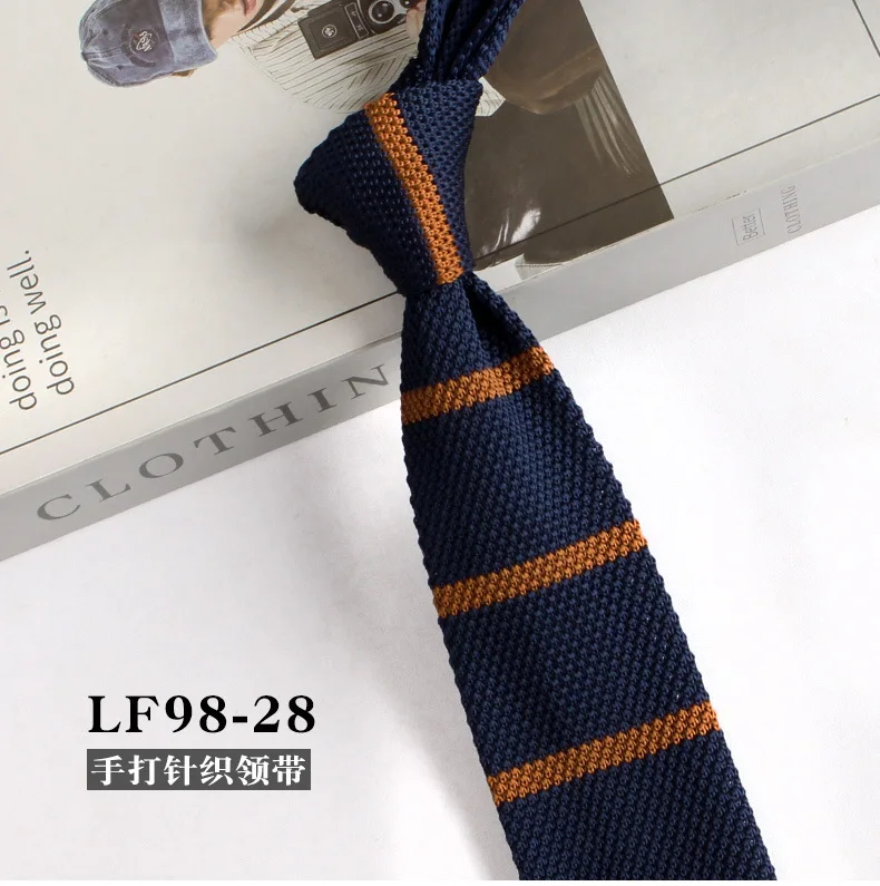 New Trendy British Casual Knitted Ties For Men Narrow Flat 6cm Width Striped Neckties College Boys Shirt Accessories Suit Cravat