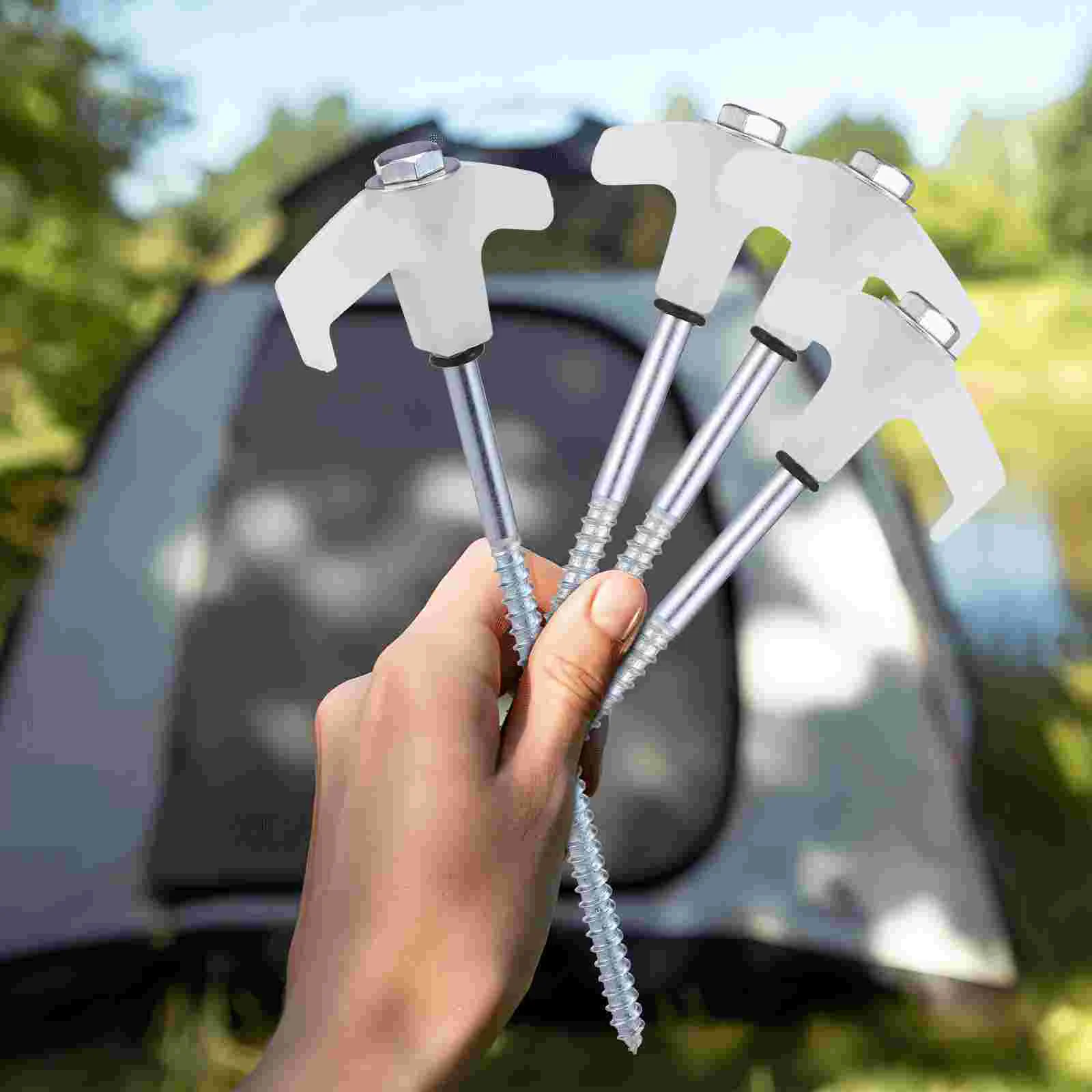 20Pcs Stakes For Tent Camping Tent Stakes Screw  Outdoor Tent Pegs Stakes Heavy Duty Thread Accessories Screw Carbon Steel Spike