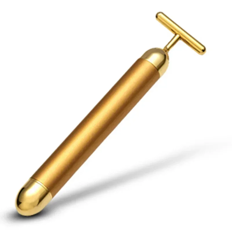 Facial Massager 24K Gold Beauty Bar Electric Vibrating Rose Quartz 3D Roller