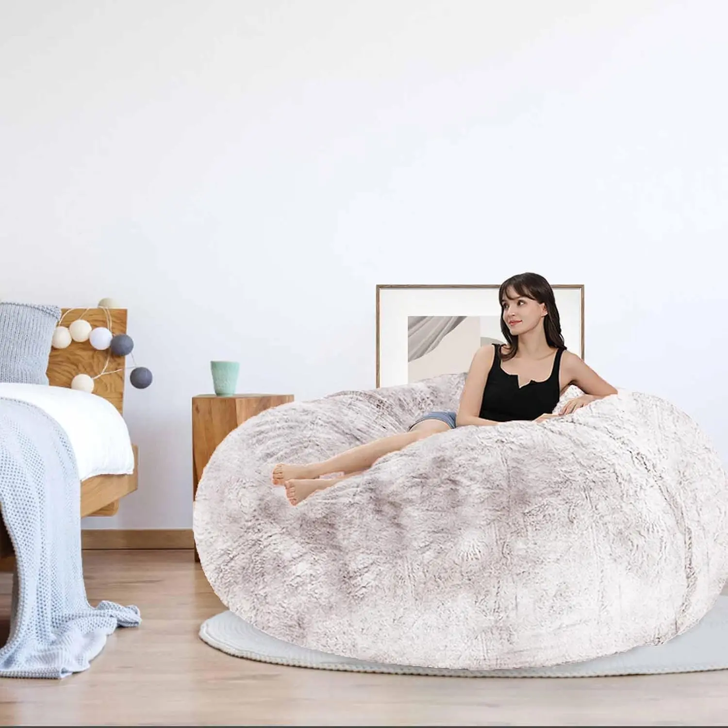 Chair for Adults Kids Without Filling Comfy Fluffy Giant Round Beanbag Lazy Sofa Cover for Reading Chair Floor Chair, 6