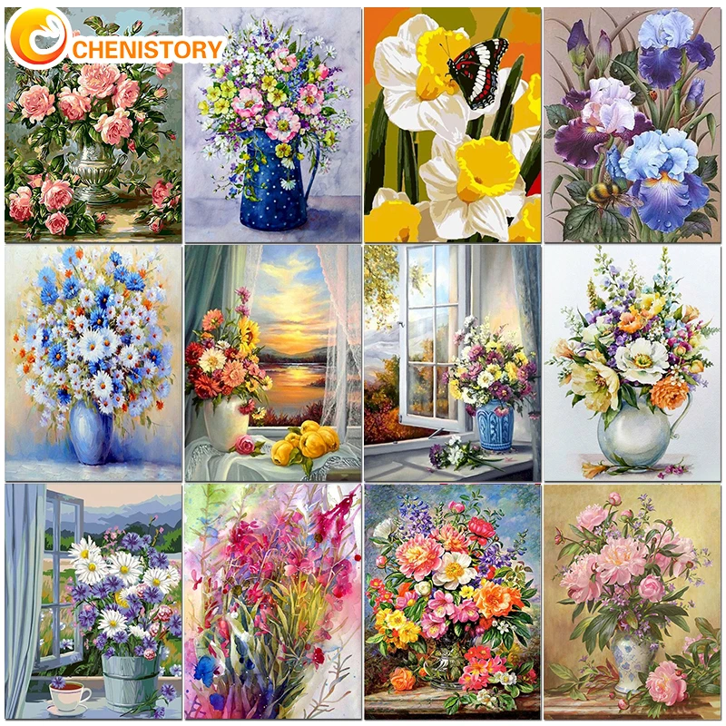 Coloring Painting Numbers Acrylic Paint Flowers Sale Coloring