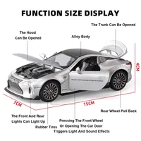 1:32 LEXUS LC500 Miniature Model Car Alloy Diecast Metal Rubber Tire Sound Light Pull Back Function Vehicles Collection Kids Toy 2