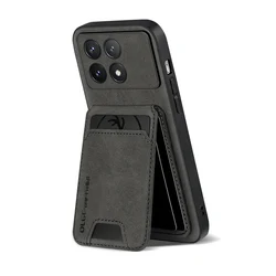 Enhanced OLGE Skin Feel Sheepskin Leather Wallet Case - Ultra-Thin Protective Card Holder for Poco X6 5G (Black)