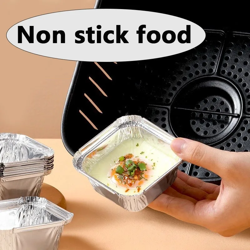 Description Picture 5 of item50/125PCS Foil Food Container Disposable Square Tin Foil Plate Kitchen Air Fryer Oven Non-stick Baking BBQ Christmas New Year