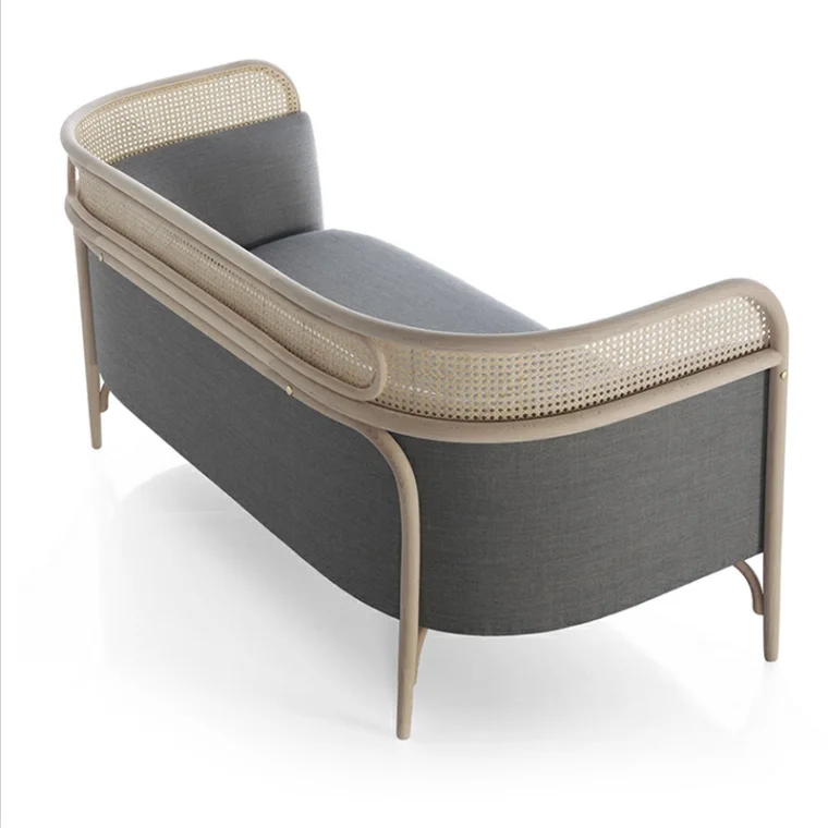 

Modern Livingroom Contemporary Furniture Solid Wooden Rattan Webbing Cane Sofa