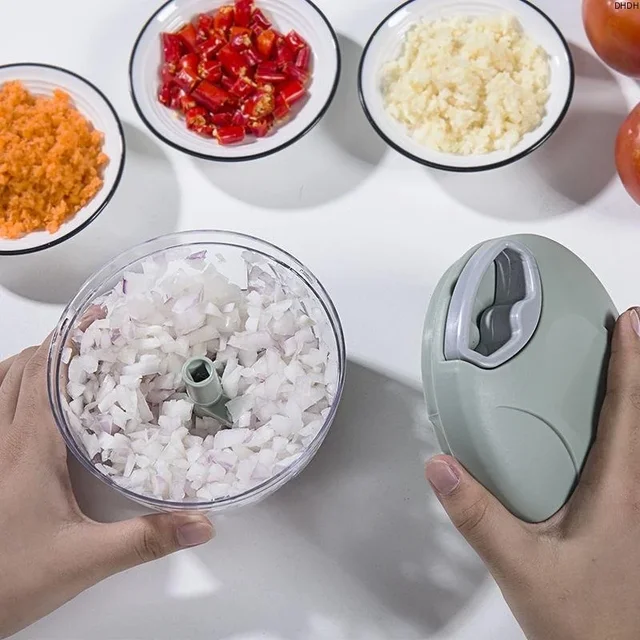 500/900ML Manual Pull Food Chopper,Hand Pull String Garlic Chopper for Kitchen,Small Food Processor with Stainless Steel Blades 5