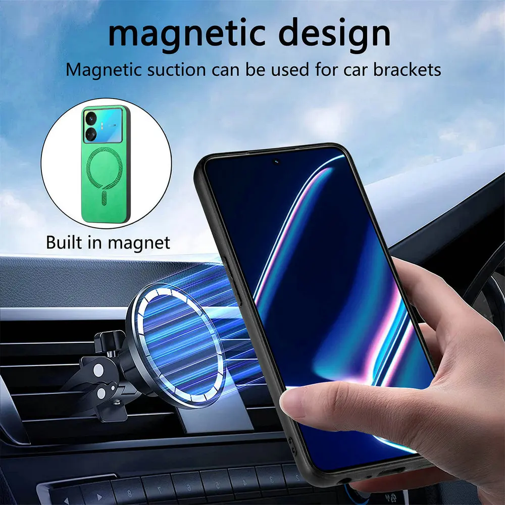 Luxury Leather Magnetic Wireless Charging Phone Case – Premium Back Cover