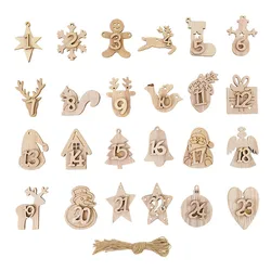 Feestelijke Houten Adventskalender Hanger Set met Genummerde Aftel Tags voor Kerstmis en Nieuwjaarsvieringen