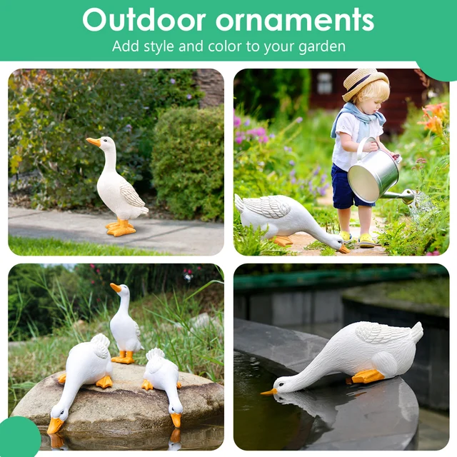 1/3Db Dekoratív Kacsaszobor Aranyos Gyanta Udvari Tó Kacsa Figura Dísz Vízálló Kézműves Ünnepi Ajándék Kerti Gyep Dekoráció