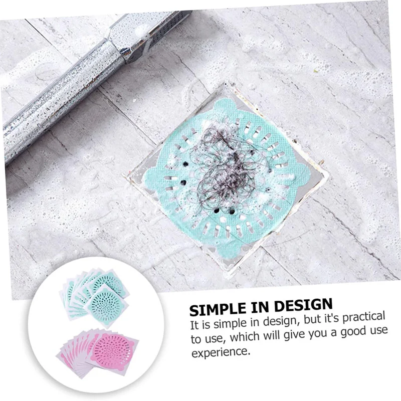 10Pcs Disposable Shower Drain Hair Catcher Round Hair Catchers Waterproof Adhesive Mesh Stickers for Shower Drain Cover Bathroom 6