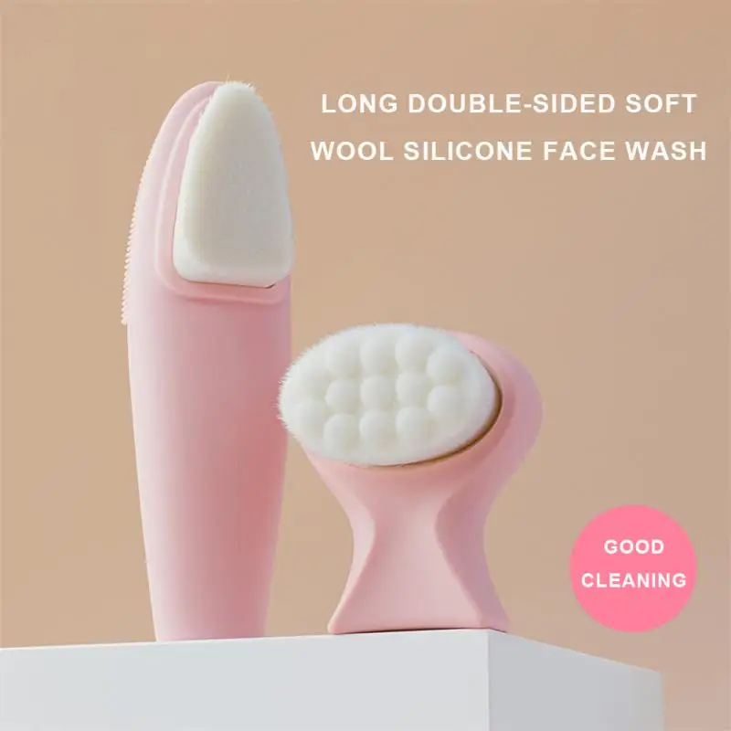 

Double-sided Facial Cleansing Brush Soft Wool Silicone Deep Cleansing Pores Blackhead Cleansing Exfoliating Brush Skin Care Tool