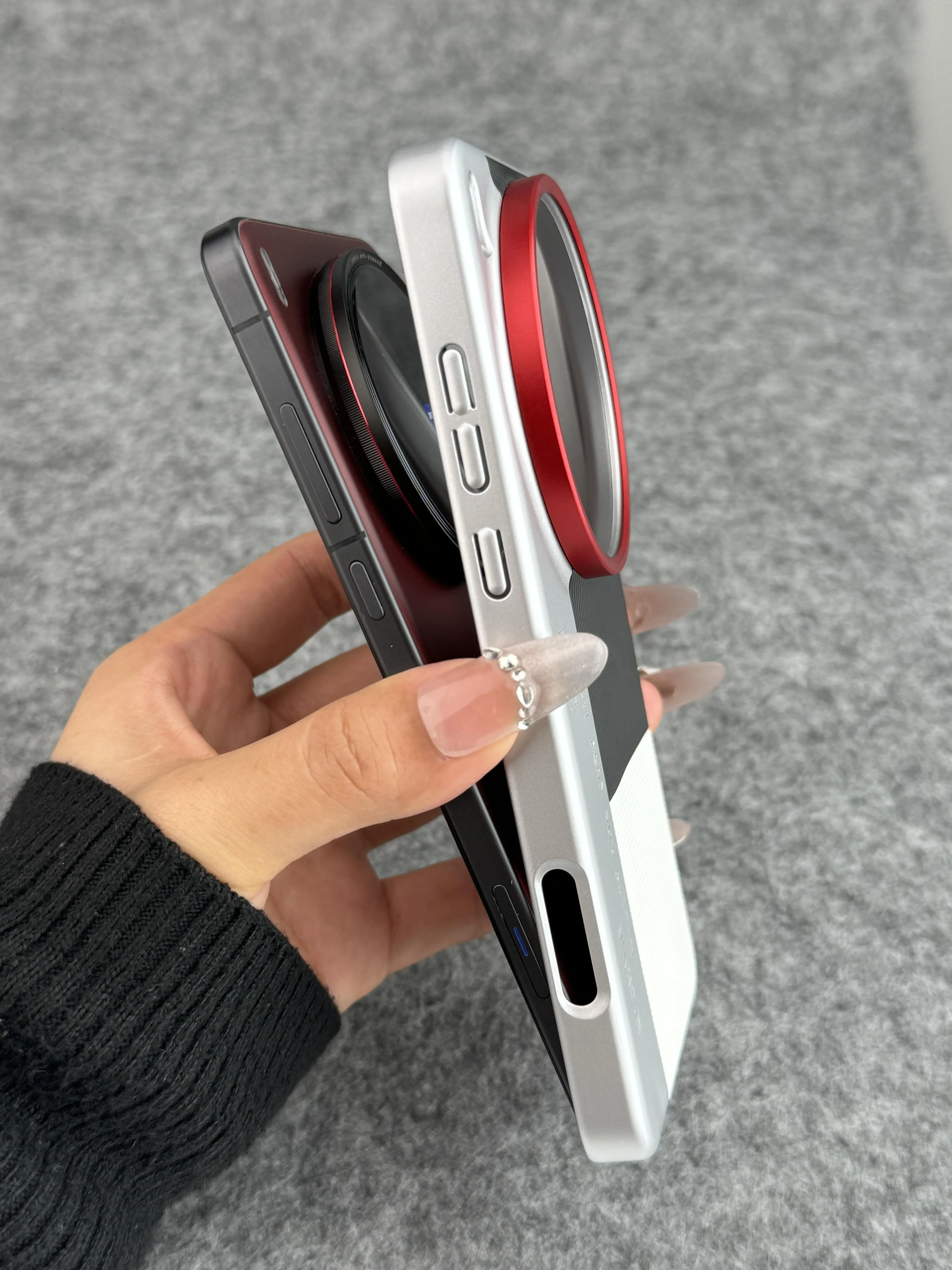 Luxury Stripe Splicing Shockproof Phone Case with PC Rear Cover & Bumper Foundation