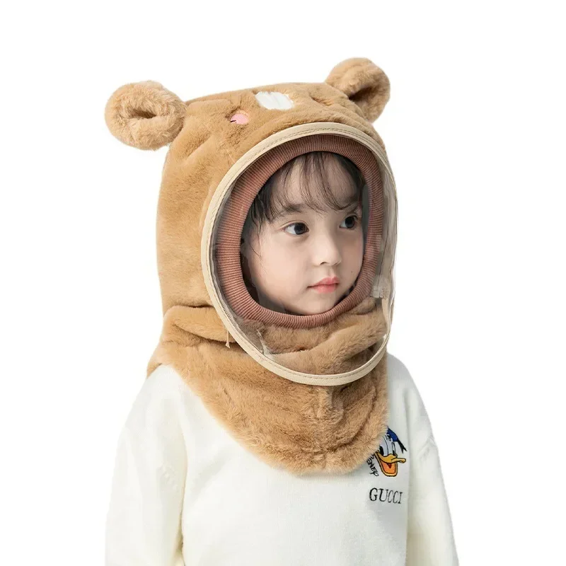 Windproof Children's Hats Autumn Winter Windproof Hats+masks for Kids Ear Protectors Girls Boys Cap Thickened Warm Baby Scarves