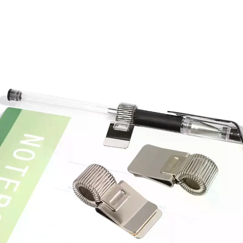 1/3/5Pcs 다기능 텔레스코픽 스프링 전기 도금 펜 클립 메모장 휴대용 스프링 펜 슬롯 고정 문구 액세서리