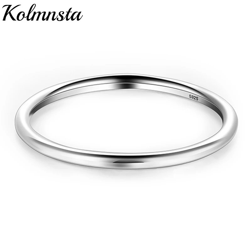 

Kolmnsta Real 925 Sterling Silver Simple Glossy Slim Ring Stackable Rings for Women Eternity Bands Wedding Fine Jewelry Gifts