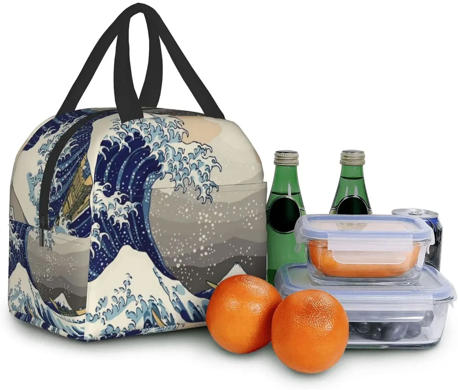 Lunch Bag for Women The Great Wave Off Kanagawa Art Insulated Lunch Box Cooler Tote for Work Office School Picnic Bento Bag