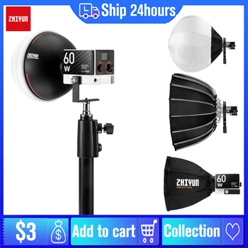 Zhiyun MOLUS G60 LED 비디오 조명, 60W 포켓 COB 조명, 사진 스튜디오 비디오 유튜브 야외 촬영용 필 조명