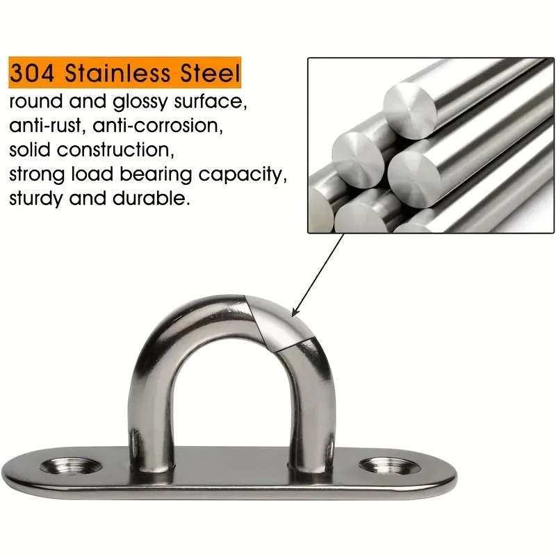 Stainless Steel Screw Hooks & Mounting Kit for Marine & Wall Installations