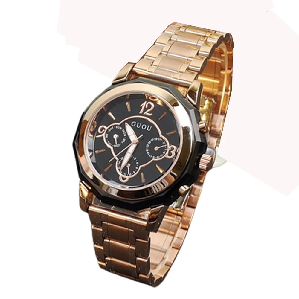 

Hong Kong luxury Brand Guou high-grade steel ladies six pin female Korean version multi-purpose atmospher Wristwatches