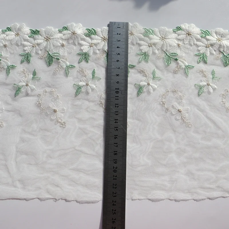 20Yards Tulle Lace Embroidery Lace Polyester Nylon White Gold Daisy Floral Lace Trim for Women Bra Dress Curtain Accessories