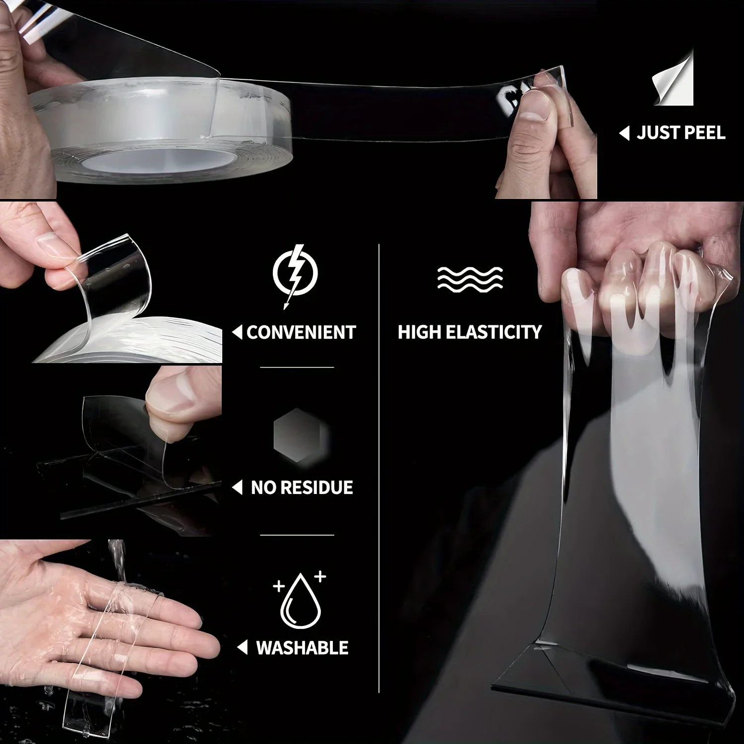 Strong Double-Sided Transparent Nano Adhesive Tape - Waterproof and Versatile