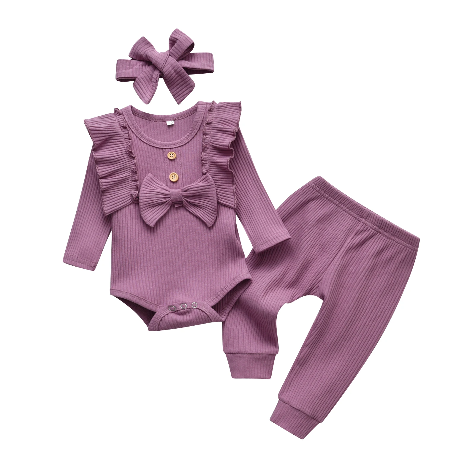 Crazyme Thanksgiving Baby Girl Outfit - 3 Piece Ruffle Set With Headband (0-12 Months)