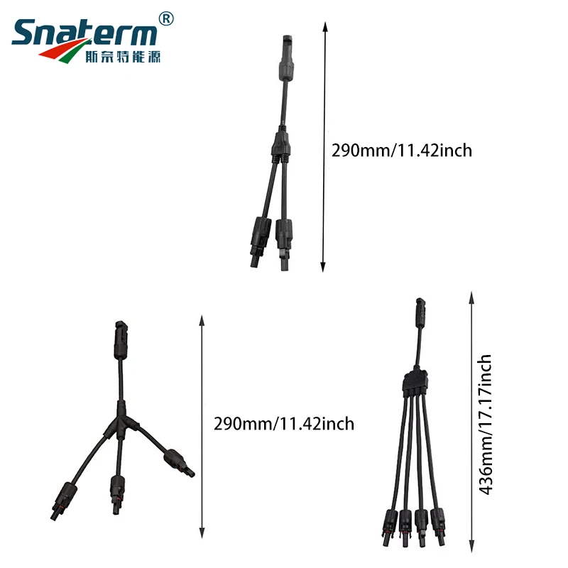 Description Picture 2 of item1pair 4Y Solar Style Y Branch Adapter Connectors 1 to 4 Male and Female Panel Cable Photovoltaic Connector Adapter Dropshipping
