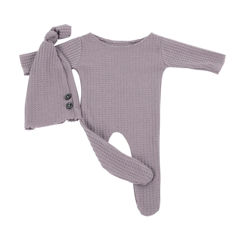 2 Pcs Baby Hat Bodysuit Set Newborn Photography Props Cap Romper Jumpsuit Kit Infants Photo Shooting Clothing Outfits