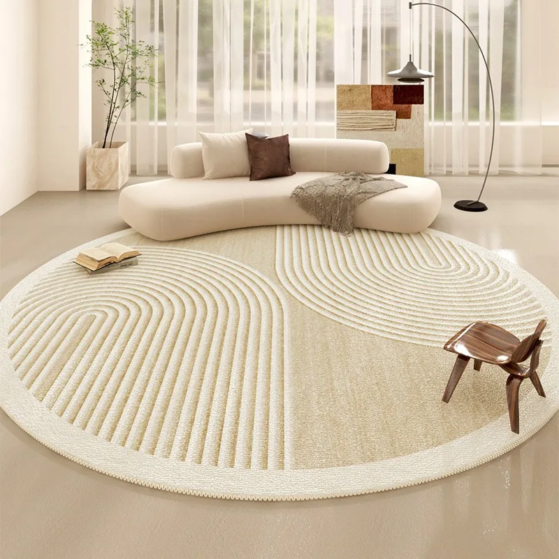 Beige Round Large Size Carpet Cream Style Bedroom Carpets Minimalist Lines Home Dedicated Rug Stripe Design Luxury Rugs Alfombra