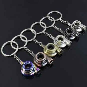 Mini Turbo Turbocharger Keychain Spinning Turbine Key Chain Ring Keyring Keyfob Car Keyring Car Interior Accessories CarKeyring