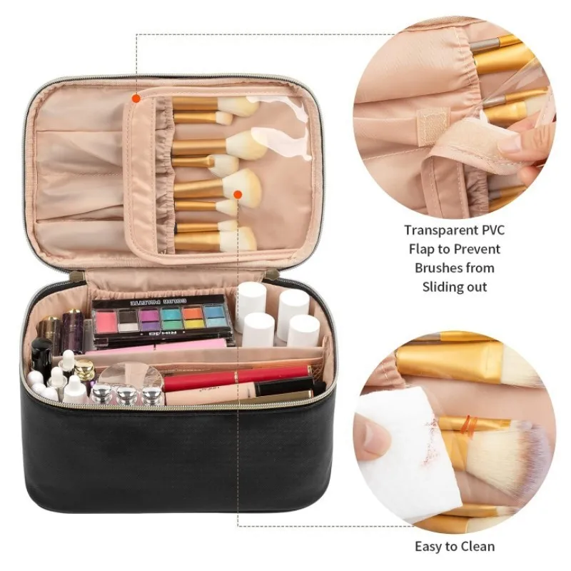 Makeup Bag Portable Cosmetic Bag Large Capacity Travel Makeup Case Organizer Black For Women Toiletry Bag for Girls Traveling