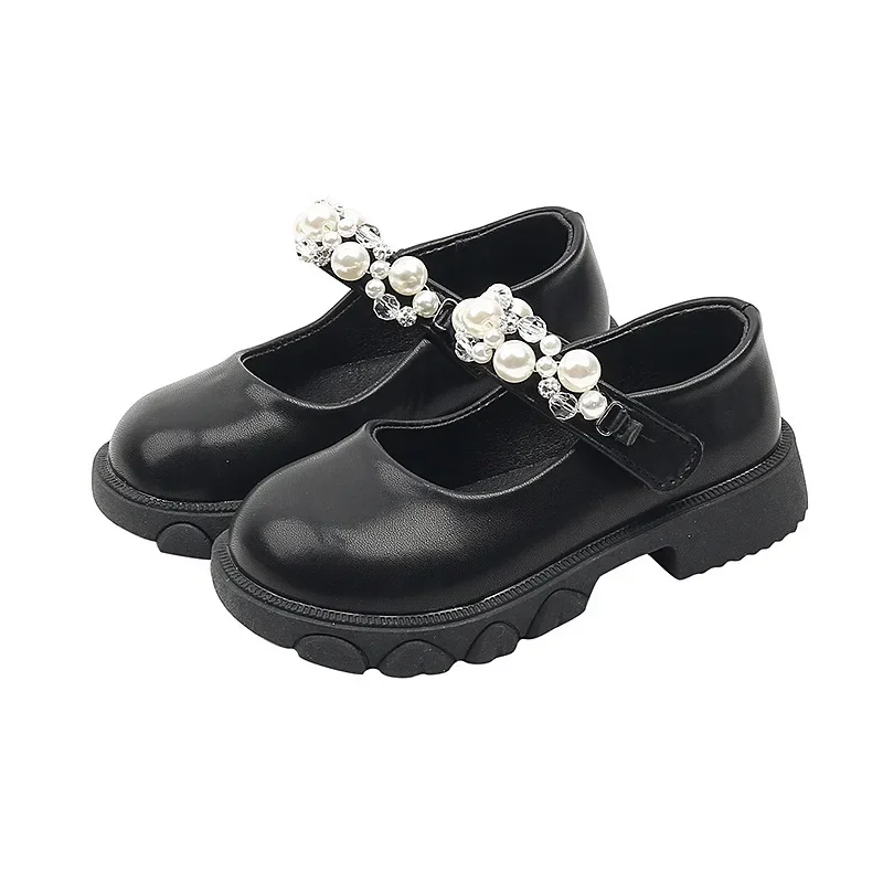 Girl's Shoes Spring Autumn Luxury Kids Fashion Leather Shoes Thick Sole Causal Children Performance Black Mary Jane Simple